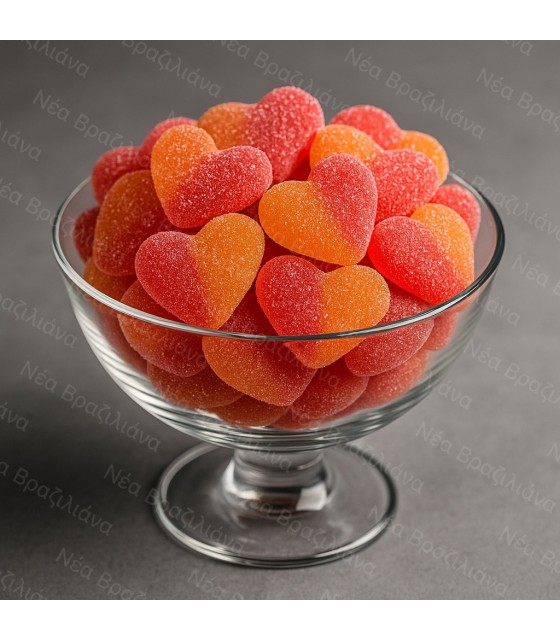 Καραμέλες Ζελεδάκια Καρδιά Ροδάκινο.